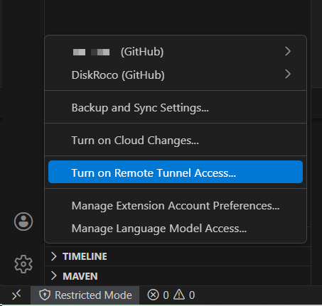 服务端 Remote Tunnel Access